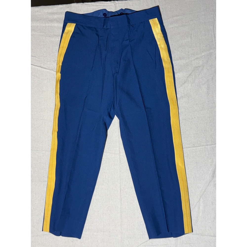 Marlow White US Army Dress Blue Trousers Gold Stripe Military Uniform Pants 37S